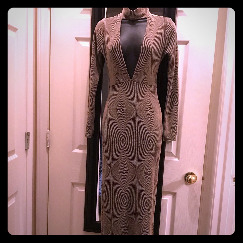 Sexy fashion nova gold dress